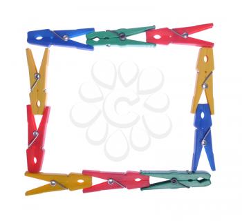 Royalty Free Photo of a Colorful Frame With Clothes Pegs