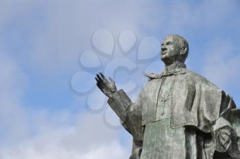 Royalty Free Photo of a Bronze Statue of Pope John Paul VI in Leiria, Portugal