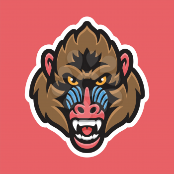 Royalty Free Clipart Image of a Baboon Mascot