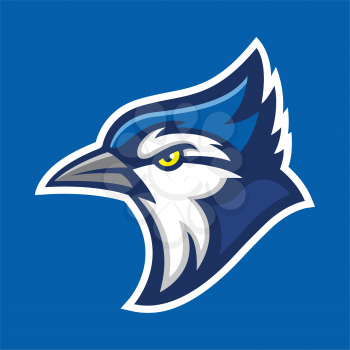 Royalty Free Clipart Image of a Bluejay Mascot