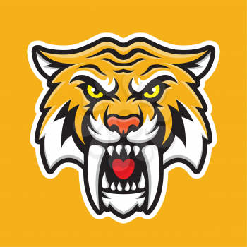 Royalty Free Clipart image of a Saber-Toothed Cat Mascot