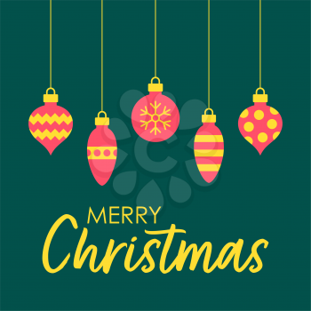 Royalty-Free Clipart Image of Ornaments with Merry Christmas