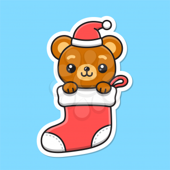 Royalty-Free Clipart Image of a Bear in a Stocking