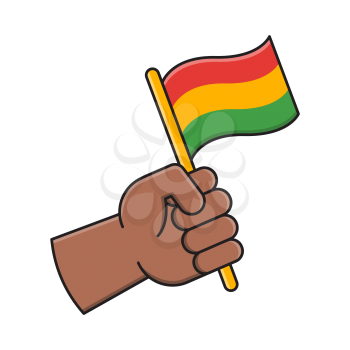 Royalty-free clipart image of a hand holding a flag in the colors of Africa