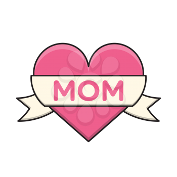 Royalty-Free Clipart Image of a Heart with mom on a ribbon