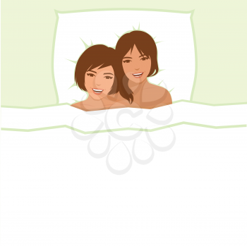 lesbian couple, two women in bed, homosexual love 