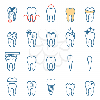 tooth  disease, vector dentist set , teeth icons