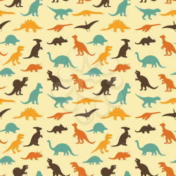 vector set silhouettes of dinosaur,animal illustration, retro pattern background