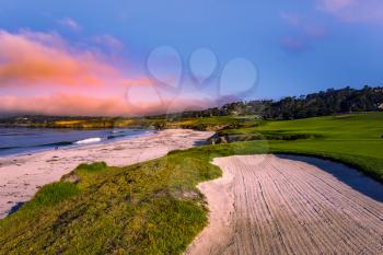 A view of Pebble Beach golf  course, Monterey, California, USA