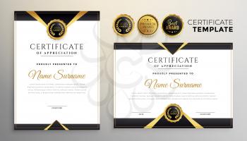 black and gold premium multipurpose certificate template