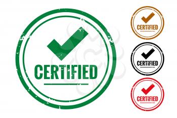 certified check quality label or rubber stamp set
