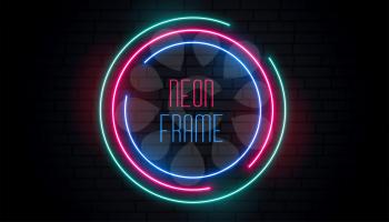 circular round neon frame design