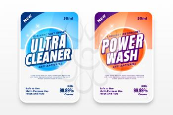 detergent labels or disinfectant stickers set
