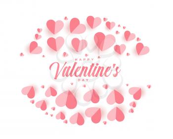 happy valentines day greeting card with paper hearts