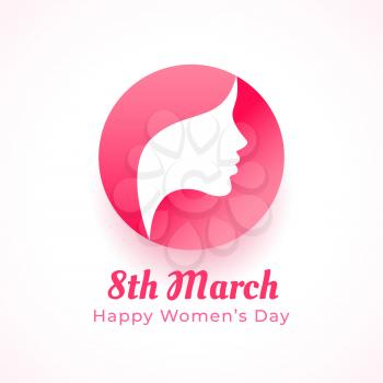 happy women's day concept card with female face design