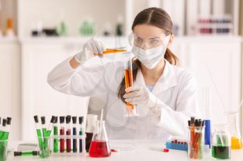 Female scientist working in laboratory�