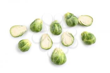 Fresh brussels sprouts on white background�