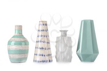 Different vases on white background�