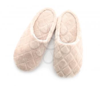 Soft slippers on white background�