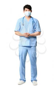 Male medical assistant on white background�