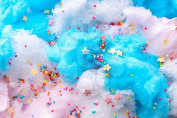Tasty cotton candy with sprinkles, closeup�