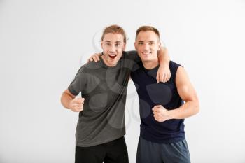 Sporty friends on white background�