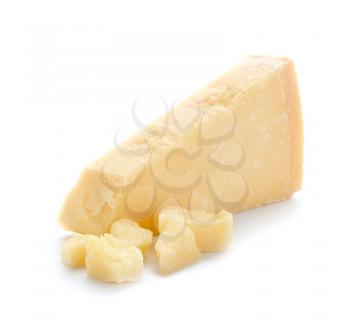 Tasty Parmesan cheese on white background�
