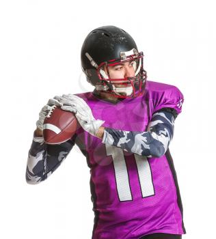 American football player on white background�