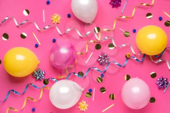 Birthday composition on color background�