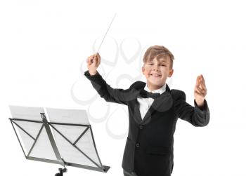 Little conductor on white background�