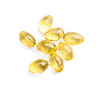 Fish oil capsules on white background�