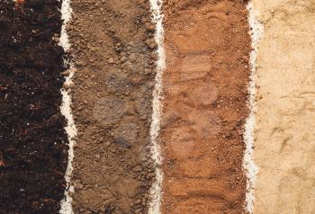 Different types of soil as background�