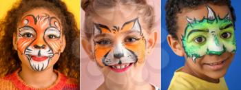 Funny children with face painting�