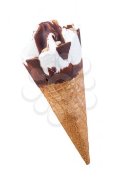 chocolate ice cream cone isolated on white background 