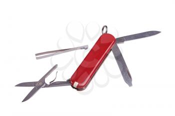 small swiss  knife isolated on white background