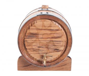 vintage oak wine barrel isolated on white background