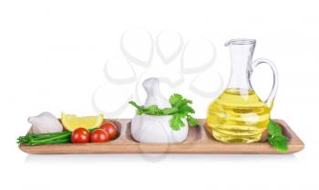
Fresh food ingredients and spice isolated on white background 
