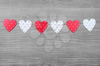 Valentines Day hearts on vintage wooden background as Valentines Day  symbol