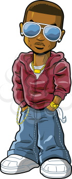 Royalty Free Clipart Image of a Hip Hop Teen in Sunglasses