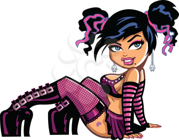 Royalty Free Clipart Image of a Goth Girl