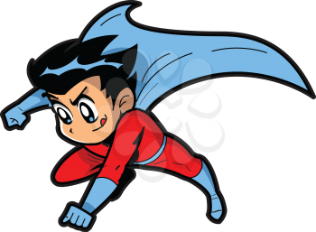 Royalty Free Clipart Image of an Anime Superhero in a Cape