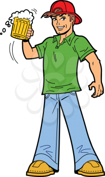 Royalty Free Clipart Image of a Man With a Beer Mug