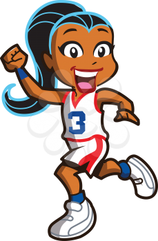 Royalty Free Clipart Image of a Girl in a Basketball Uniform