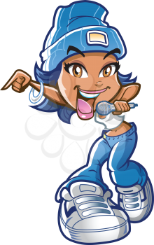 Royalty Free Clipart Image of a Girl With a Microphone