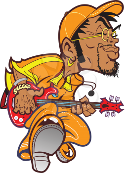 Royalty Free Clipart Image of a Bass Player