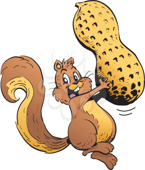 Royalty Free Clipart Image of a Squirrel With a Peanut