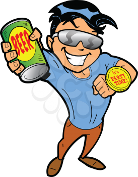 Royalty Free Clipart Image of a Guy With a Beer Can