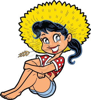 Royalty Free Clipart Image of a Farm Girl