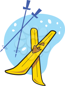 Royalty Free Clipart Image of a Skis and Poles