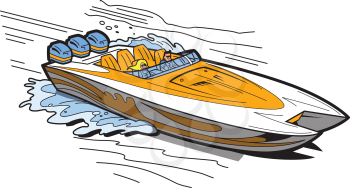Royalty Free Clipart Image of a Speedboat